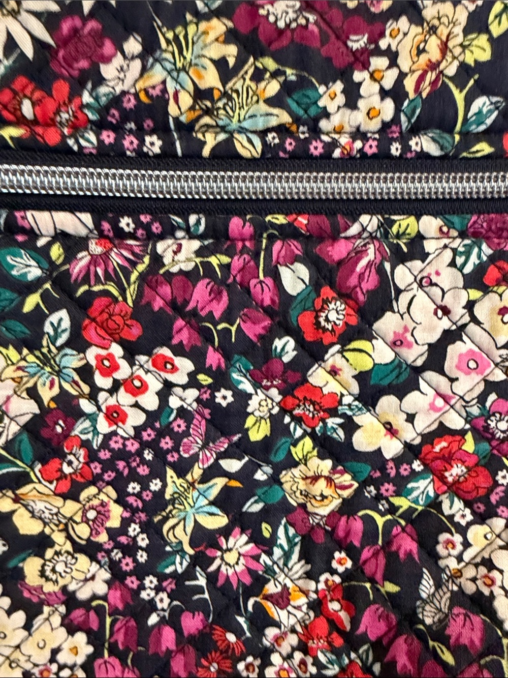 Floral Quilted Women's Backpack - Black Multi - Picture 3 of 6